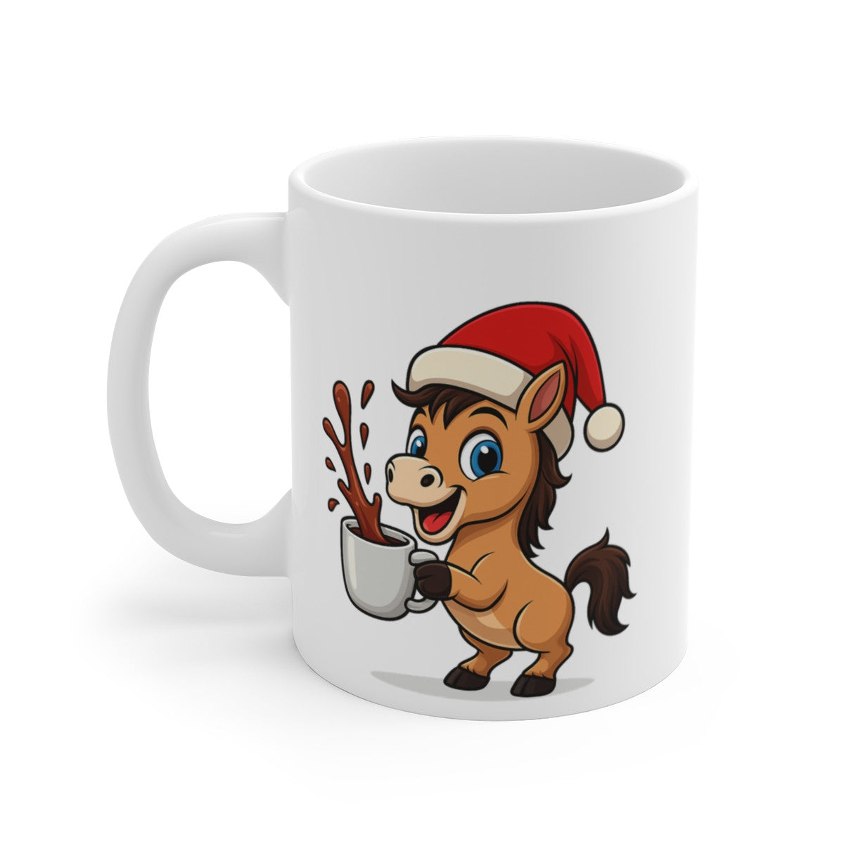Mug Céramique 325 ml Cheval de Noël – Tasse Festive non Personnalisable – Cadeau Idéal pour les Amoureux des Chevaux –