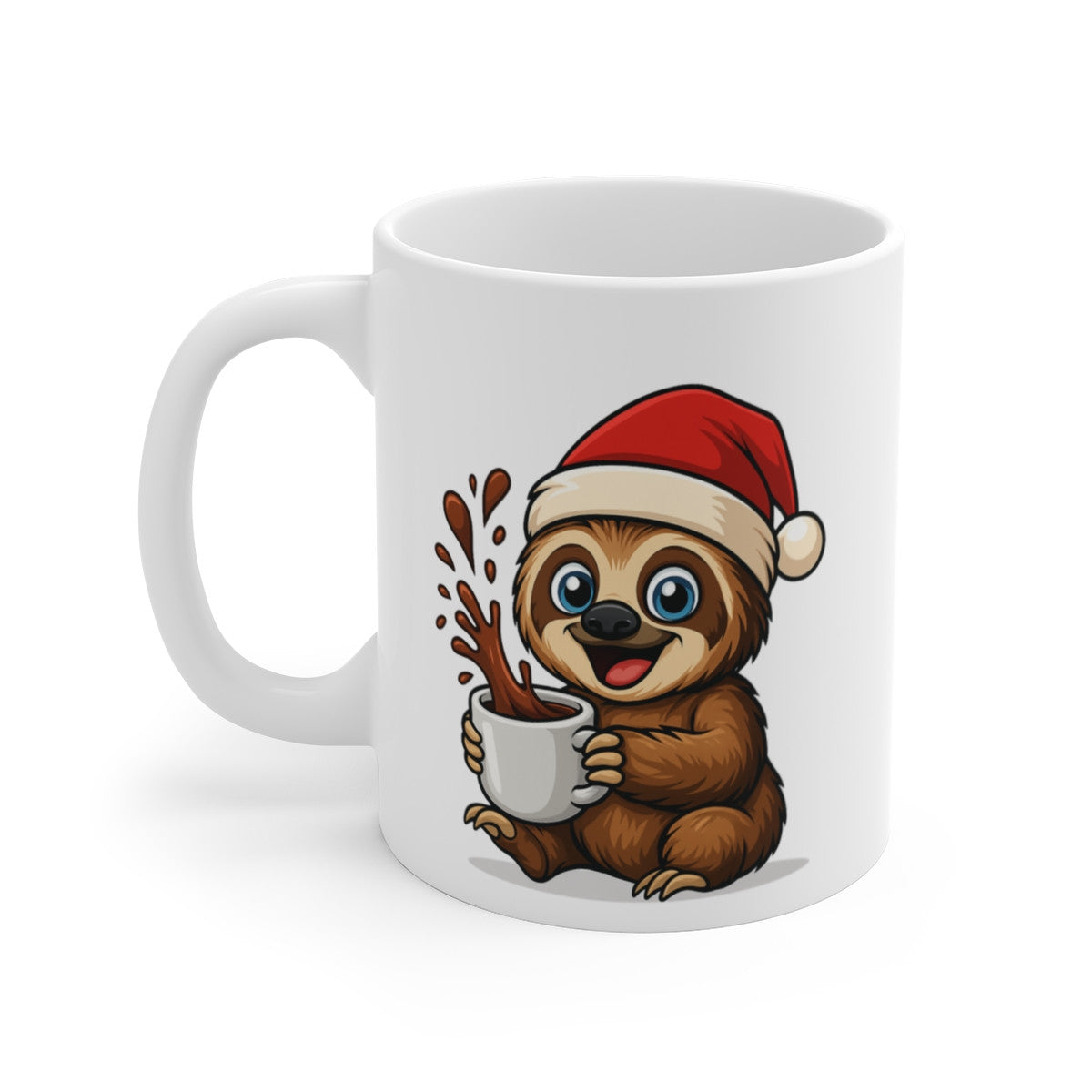 Mug Paresseux Noël – Tasse Céramique 325 ml – Cadeau Hiver Mignon Chocolat Café Thé