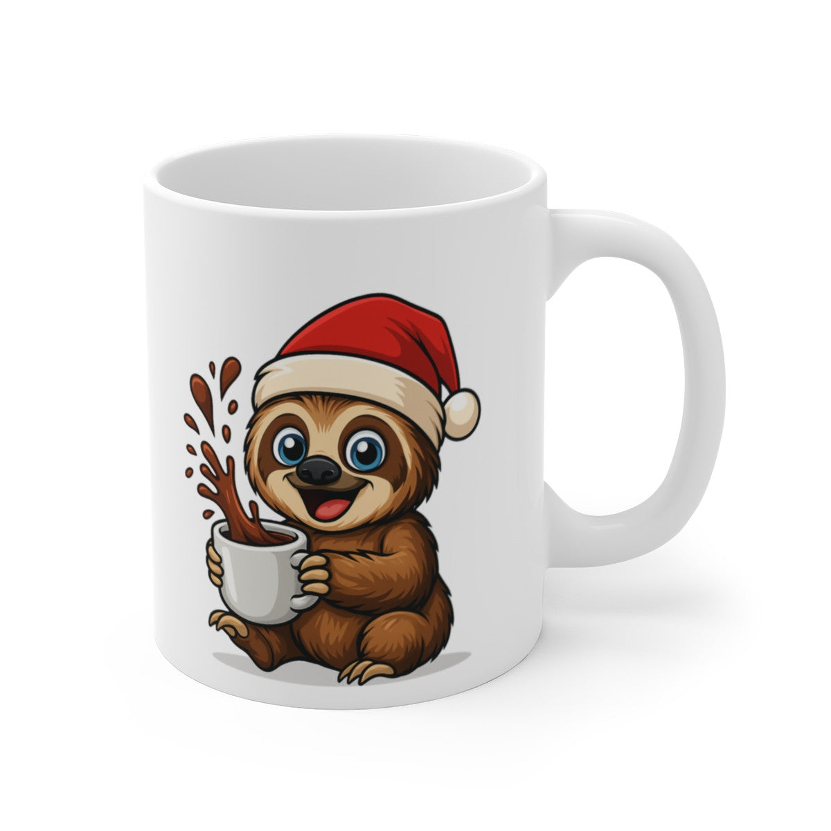 Mug Paresseux Noël – Tasse Céramique 325 ml – Cadeau Hiver Mignon Chocolat Café Thé