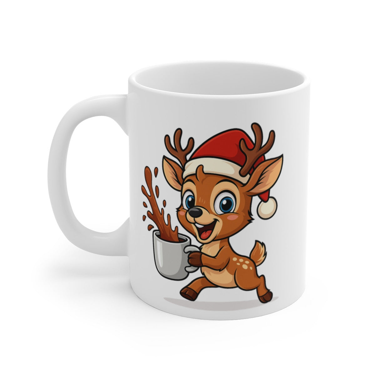 Mug Renne Noël – Tasse Céramique 325 ml – Cadeau Hiver Mignon Chocolat Café Thé