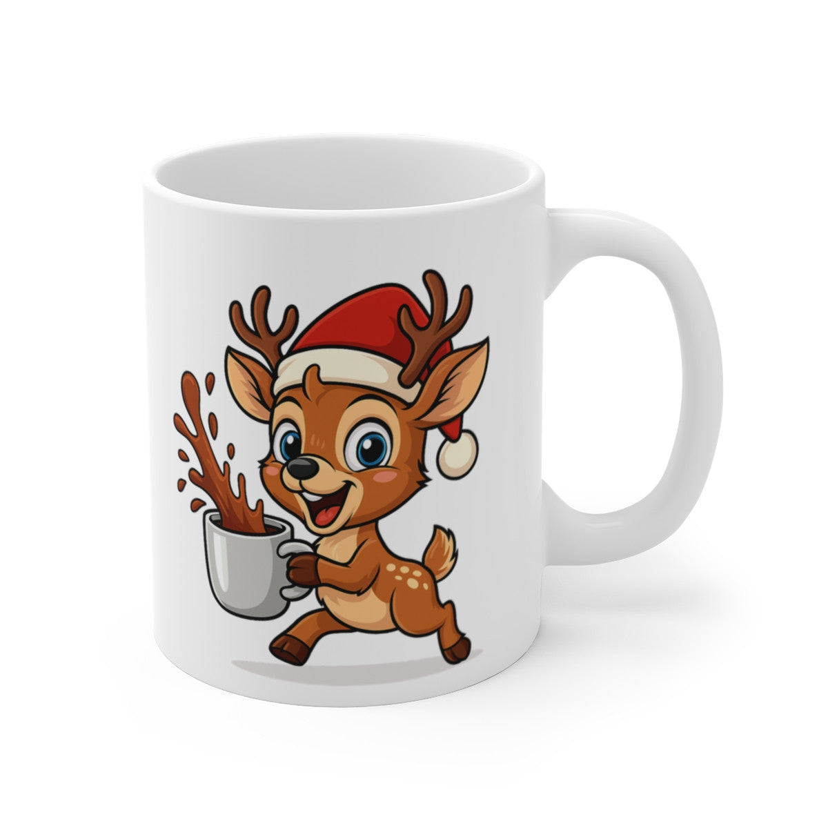 Mug Renne Noël – Tasse Céramique 325 ml – Cadeau Hiver Mignon Chocolat Café Thé