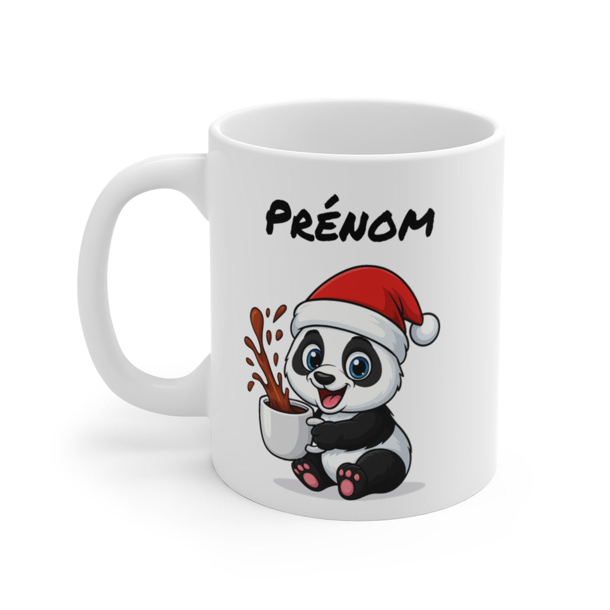 Tasse Personnalisable Panda Noël – Mug Prénom Cacao – Cadeau Hiver Mignon Céramique 325 ml