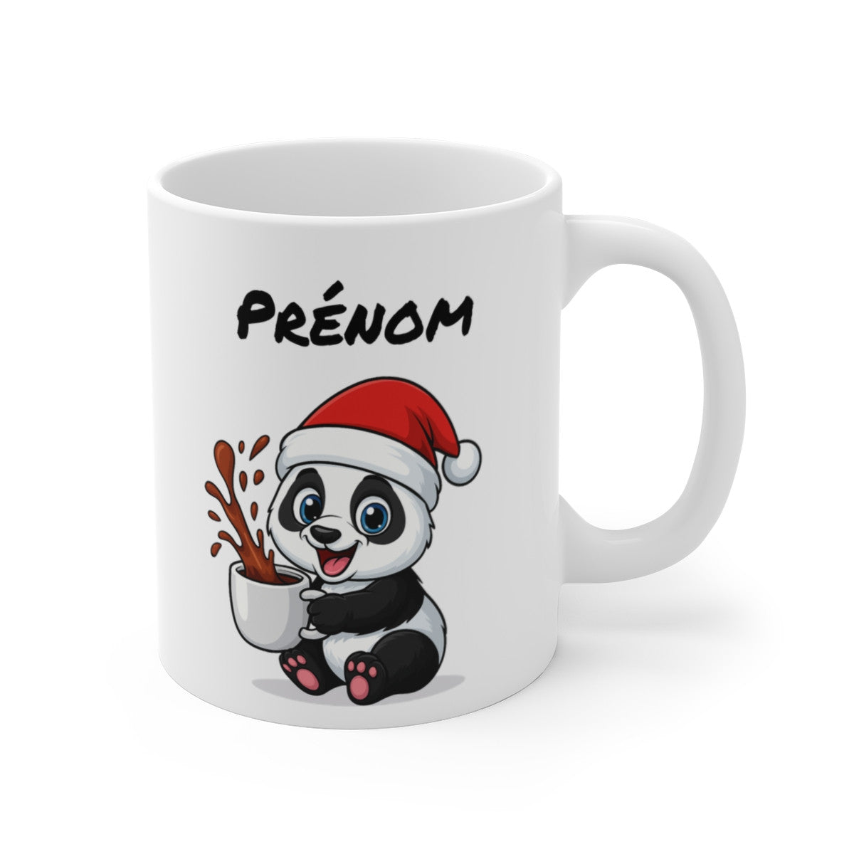 Tasse Personnalisable Panda Noël – Mug Prénom Cacao – Cadeau Hiver Mignon Céramique 325 ml