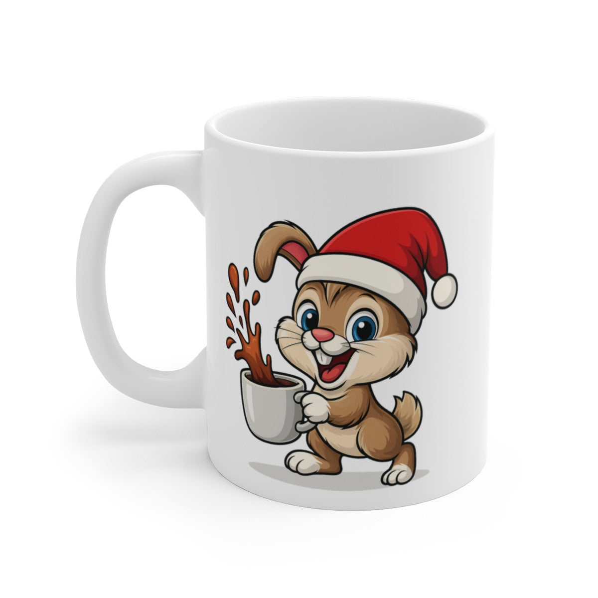 Mug Lapin Noël – Tasse Céramique 325 ml – Cadeau Hiver Mignon Chocolat Café Thé