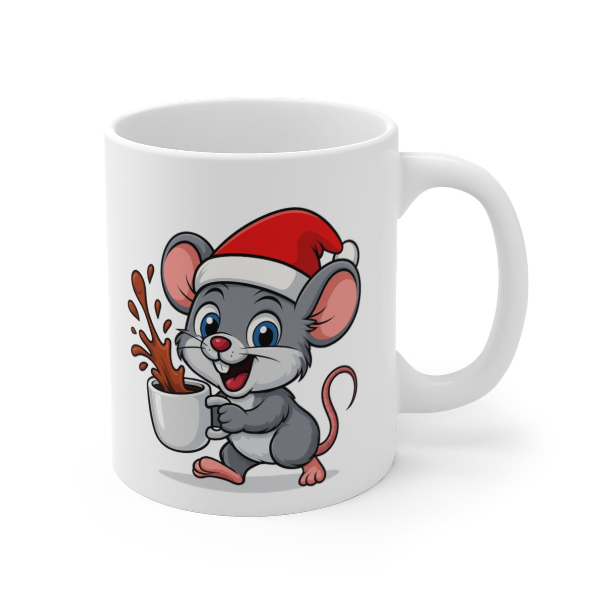 Mug Souris Noël – Tasse Céramique 325 ml – Cadeau Hiver Mignon Chocolat Café Thé