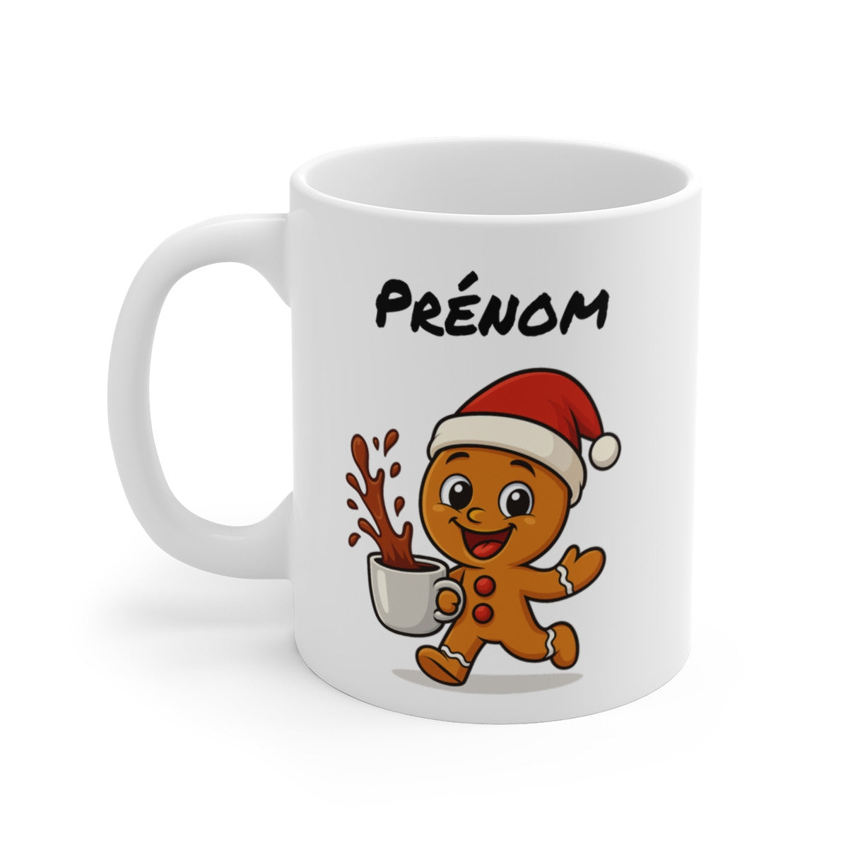 Tasse Personnalisable Bonhomme Pain d’Épices Noël – Mug Prénom Cacao – Cadeau Hiver Mignon Céramique 325 ml