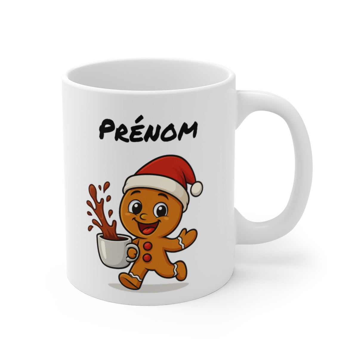 Tasse Personnalisable Bonhomme Pain d’Épices Noël – Mug Prénom Cacao – Cadeau Hiver Mignon Céramique 325 ml