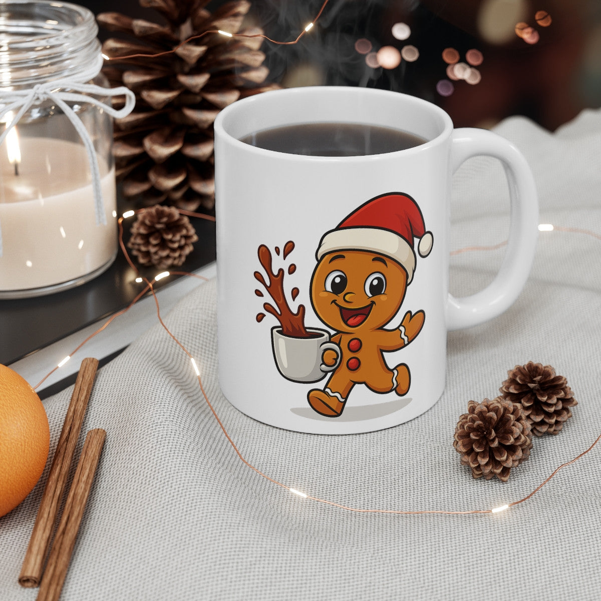 Mug Bonhomme Pain d’Épices Noël – Tasse Céramique 325 ml – Cadeau Hiver Mignon Chocolat Café Thé