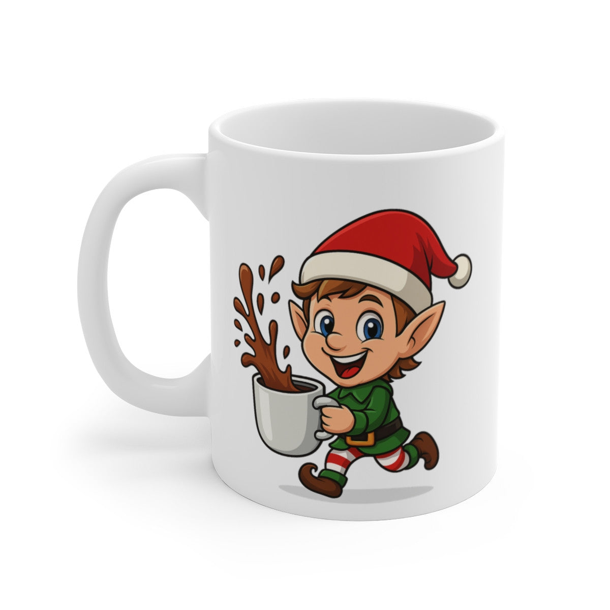 Mug Lutin Noël – Tasse Céramique 325 ml – Cadeau Hiver Mignon Chocolat Café Thé