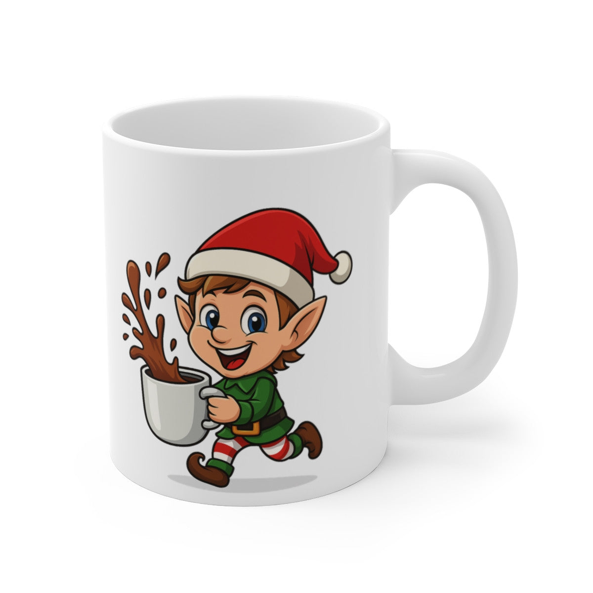 Mug Lutin Noël – Tasse Céramique 325 ml – Cadeau Hiver Mignon Chocolat Café Thé