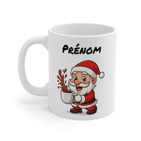 Tasse Personnalisable Père Noël – Mug Prénom Cacao – Cadeau Hiver Mignon Céramique 325 ml