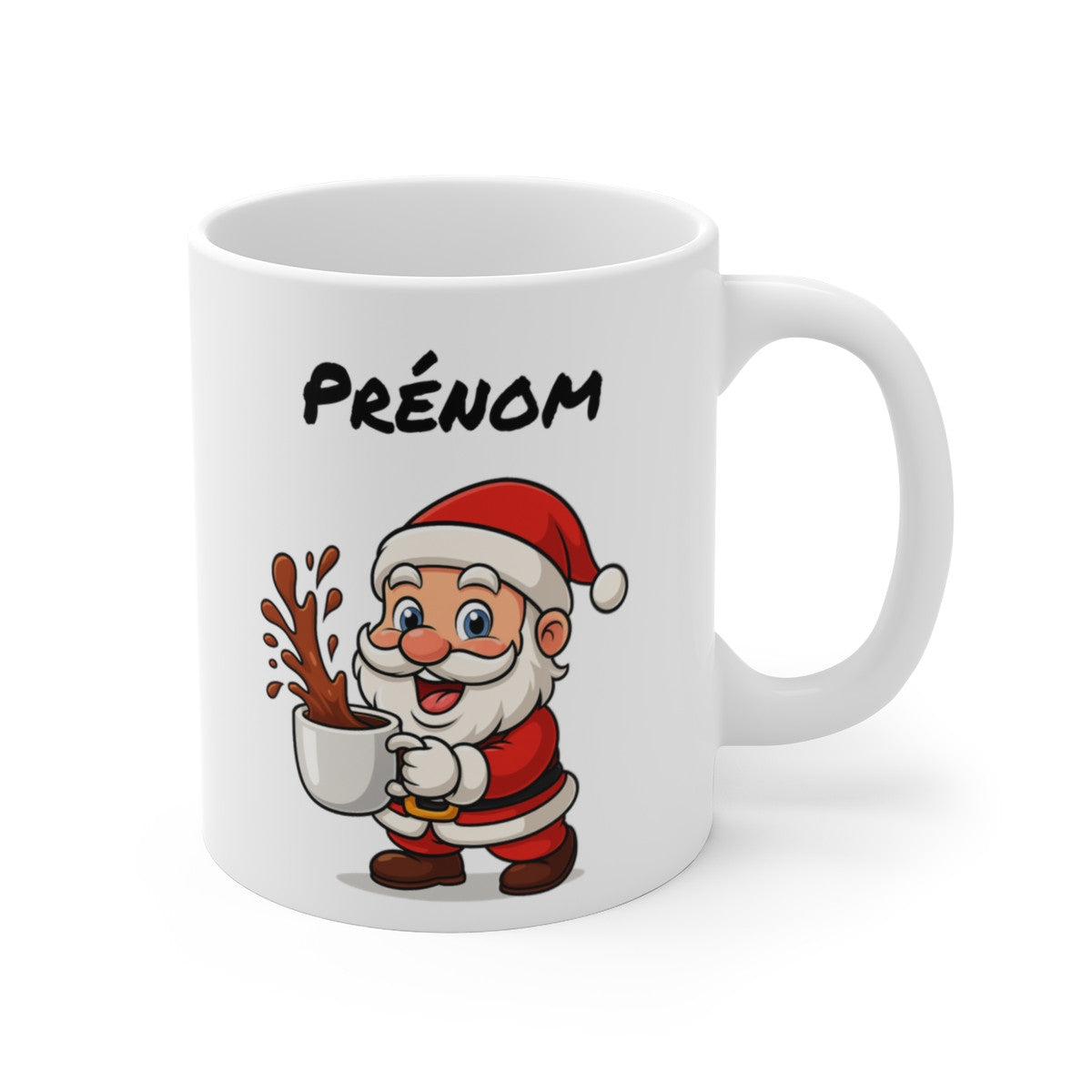 Tasse Personnalisable Père Noël – Mug Prénom Cacao – Cadeau Hiver Mignon Céramique 325 ml