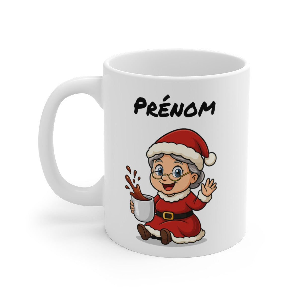 Tasse Personnalisable Mère Noël – Mug Prénom Cacao – Cadeau Hiver Mignon Céramique 325 ml