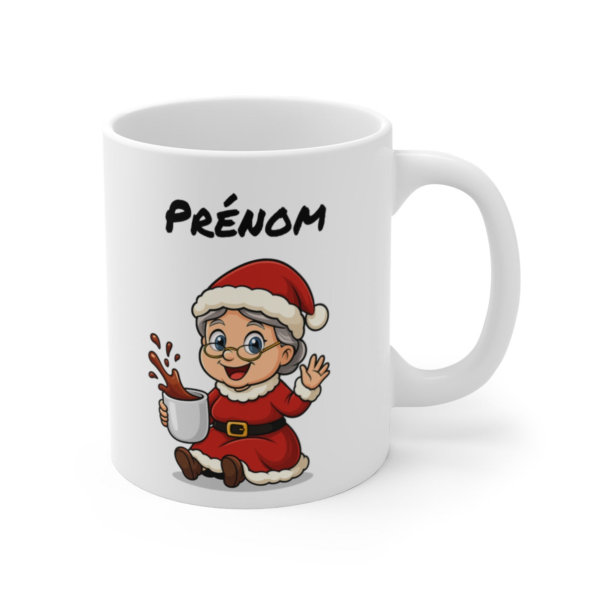 Tasse Personnalisable Mère Noël – Mug Prénom Cacao – Cadeau Hiver Mignon Céramique 325 ml