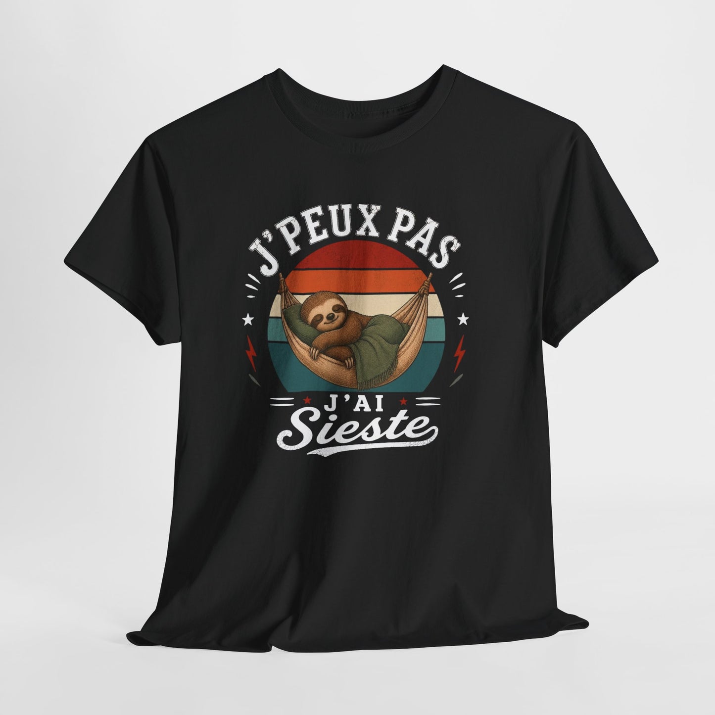 T-Shirt J’Peux Pas J’Ai Sieste – Tee Shirt Humour Paresseux Vintage – Cadeau Repos Homme Femme
