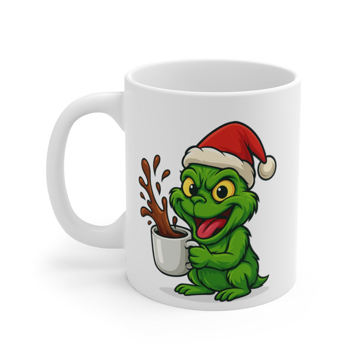 Mug Monstre Vert  Grinch Noël – Tasse Céramique 325 ml – Cadeau Hiver Fun Humoristique Chocolat Café Thé