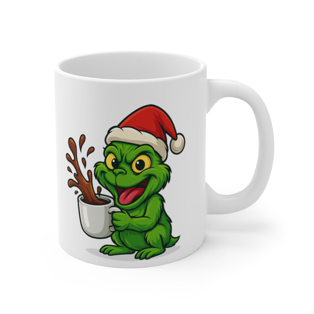 Mug Monstre Vert  Grinch Noël – Tasse Céramique 325 ml – Cadeau Hiver Fun Humoristique Chocolat Café Thé