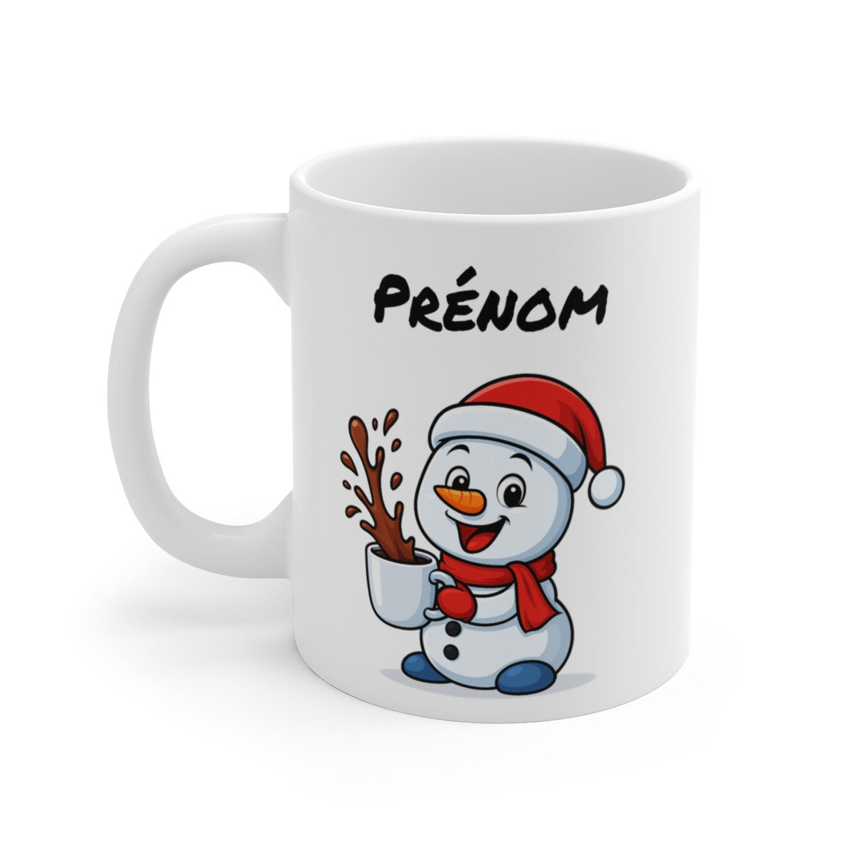 Tasse Personnalisable Bonhomme de Neige Noël – Mug Prénom Cacao – Cadeau Hiver Mignon Céramique 325 ml