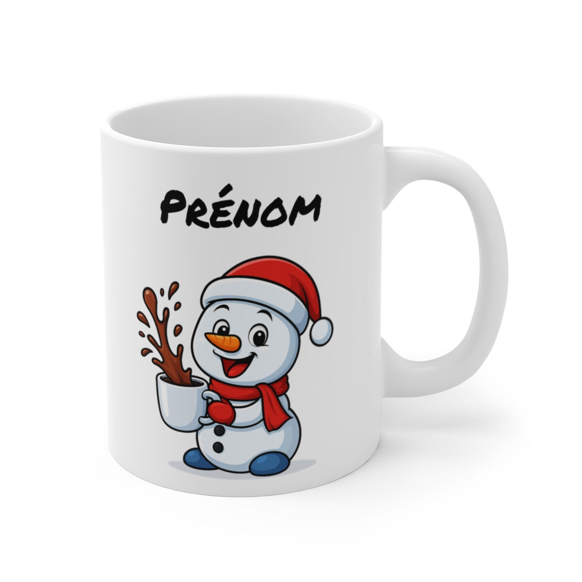 Tasse Personnalisable Bonhomme de Neige Noël – Mug Prénom Cacao – Cadeau Hiver Mignon Céramique 325 ml