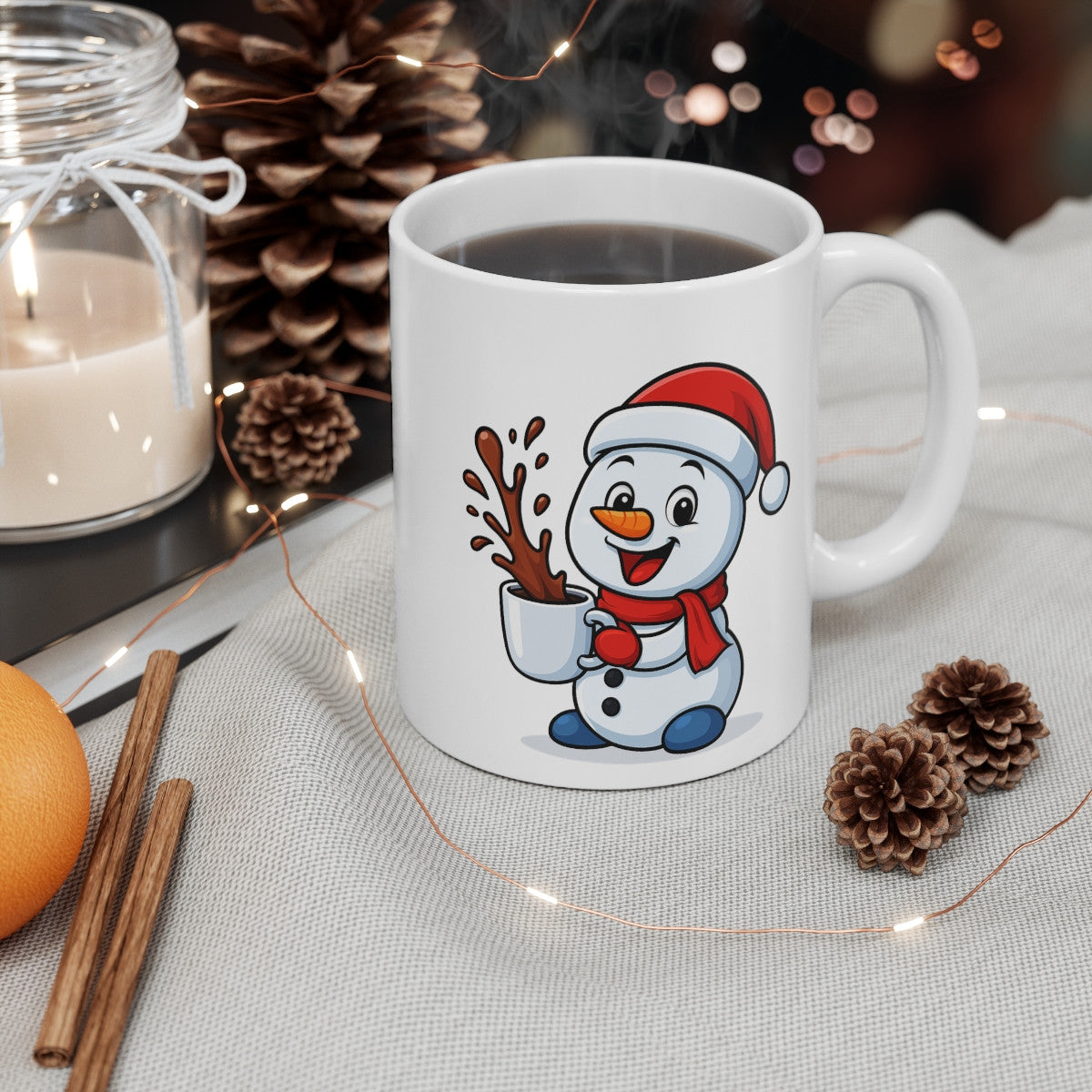 Mug Bonhomme de Neige Noël – Tasse Céramique 325 ml – Cadeau Hiver Mignon Chocolat Café Thé