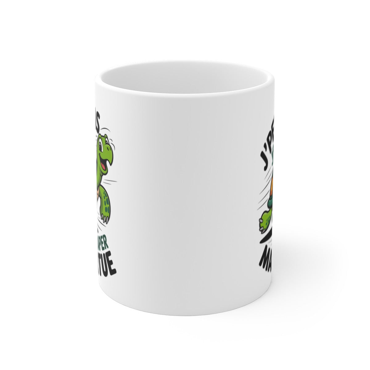 Mug Humour Tortue – J’peux Pas Je Dois Rattraper Ma Tortue – Tasse Céramique 325 ml Cadeau Drôle