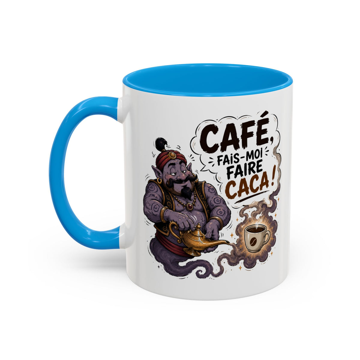 Mug Café Humour – Café Fais-Moi Faire Caca – Tasse Drôle avec Génie – Cadeau Original Homme et Femme Amateur de Café