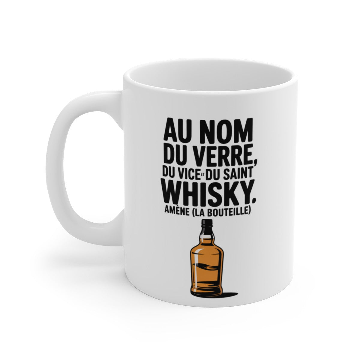 Mug Humour Whisky – Au Nom du Verre du Vice et du Saint Whisky – Tasse Céramique 325 ml Cadeau