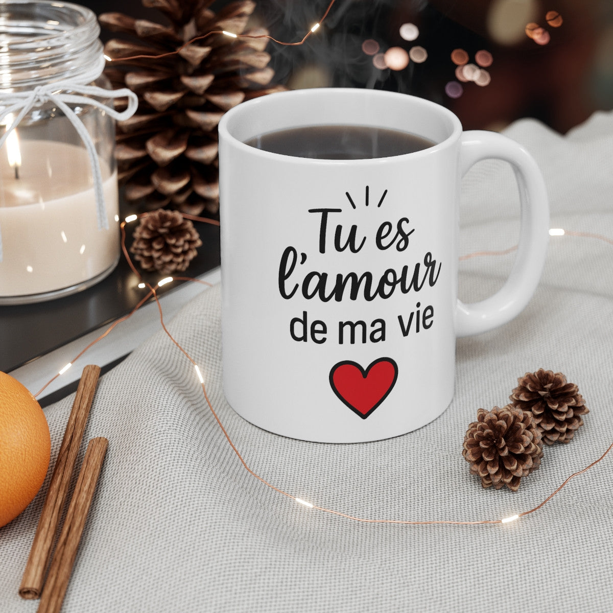 Mug Tu es l’Amour de ma Vie – Tasse Céramique 325 ml – Cadeau Romantique Saint-Valentin
