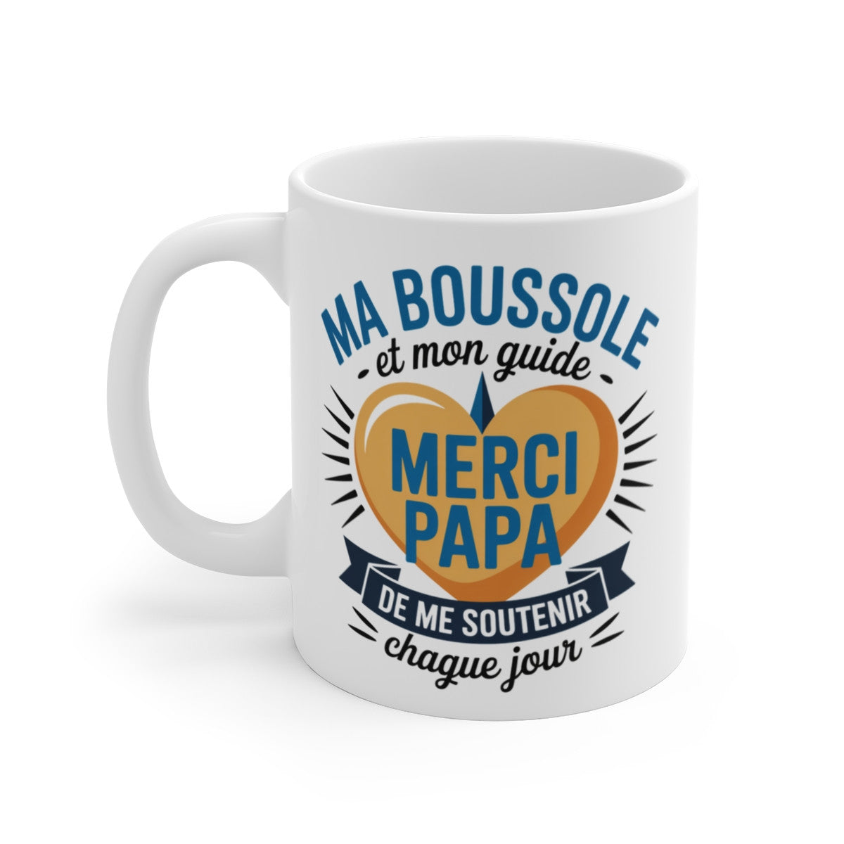 Tasse Céramique 325 ml Ma Boussole et Mon Guide Merci Papa – Mug Cadeau Fête des Pères