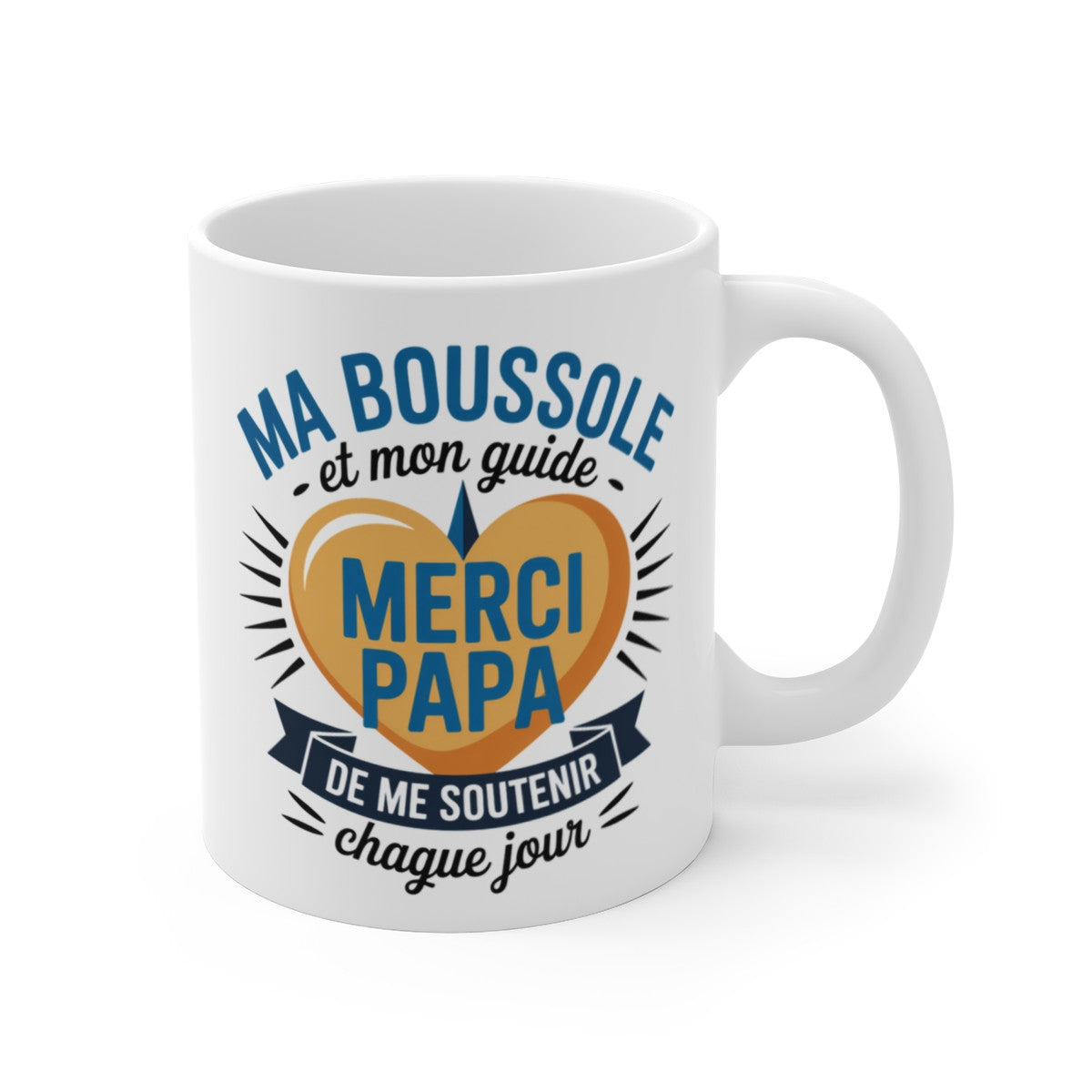 Tasse Céramique 325 ml Ma Boussole et Mon Guide Merci Papa – Mug Cadeau Fête des Pères