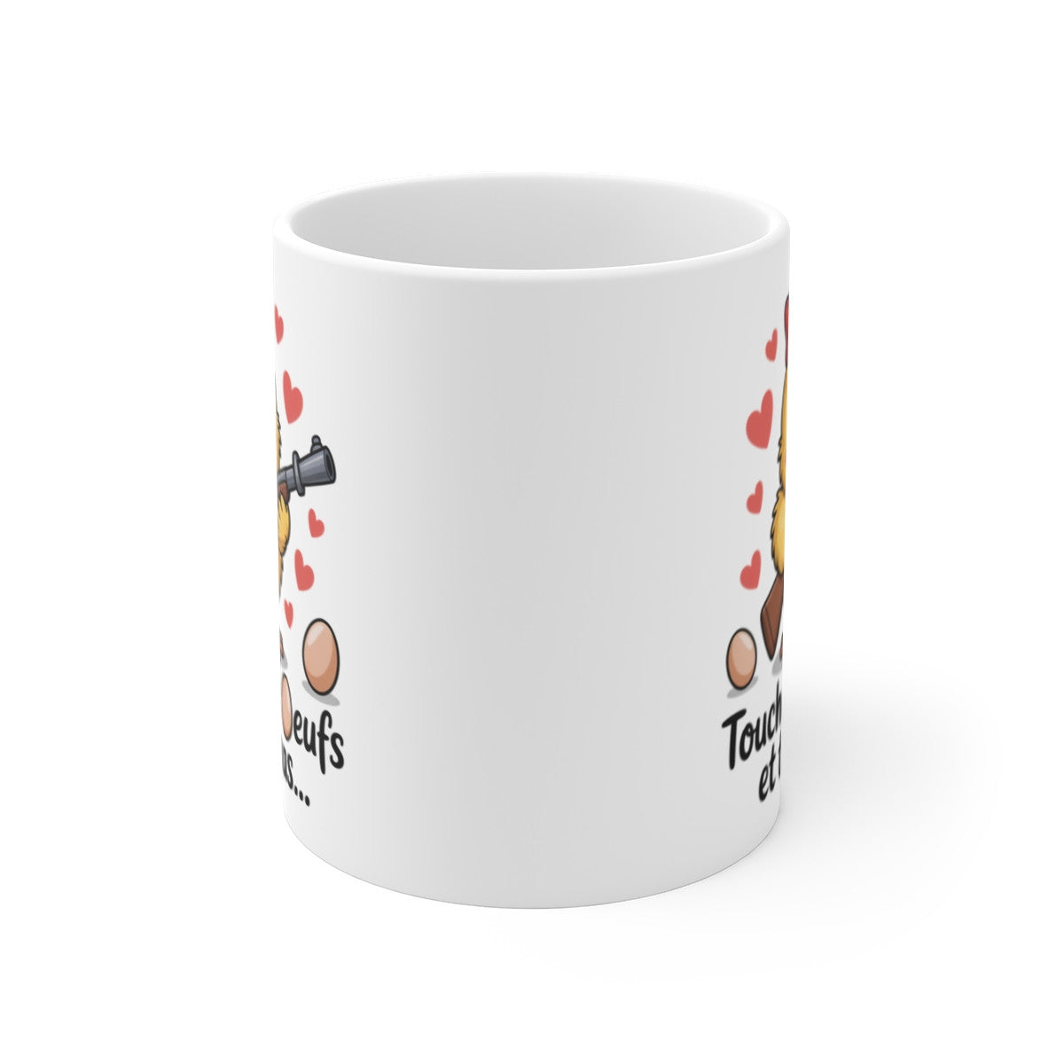 Tasse Céramique 325 ml Poussin Protège ses Œufs – Mug Humour Œufs de Pâques