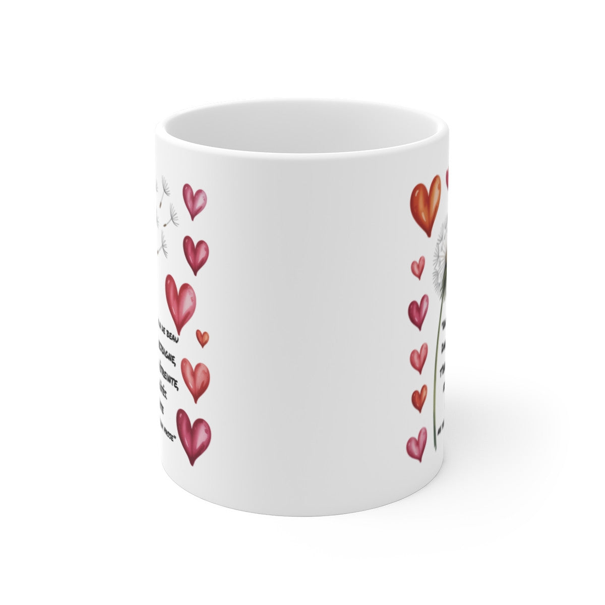 Tasse Céramique 325 ml Pissenlit et Cœurs – Mug Romantique Nature Poétique