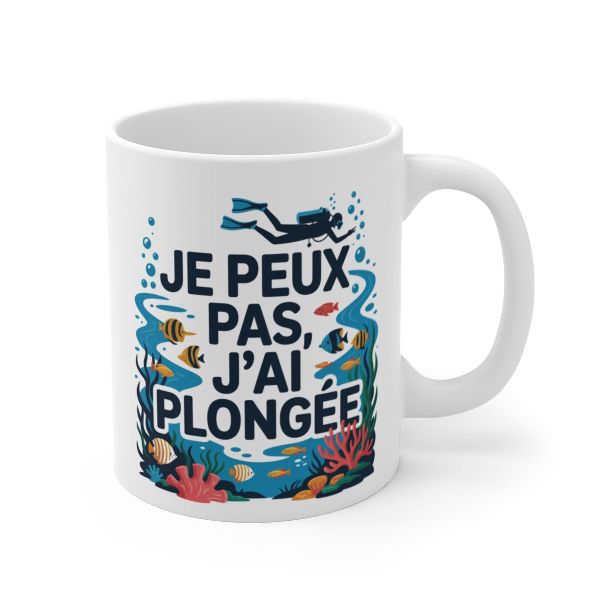 Tasse Céramique 325 ml Je peux pas j’ai plongée – Mug Humour Plongée Sous-Marine – Compatible Lave-Vaisselle et Micro-Ondes