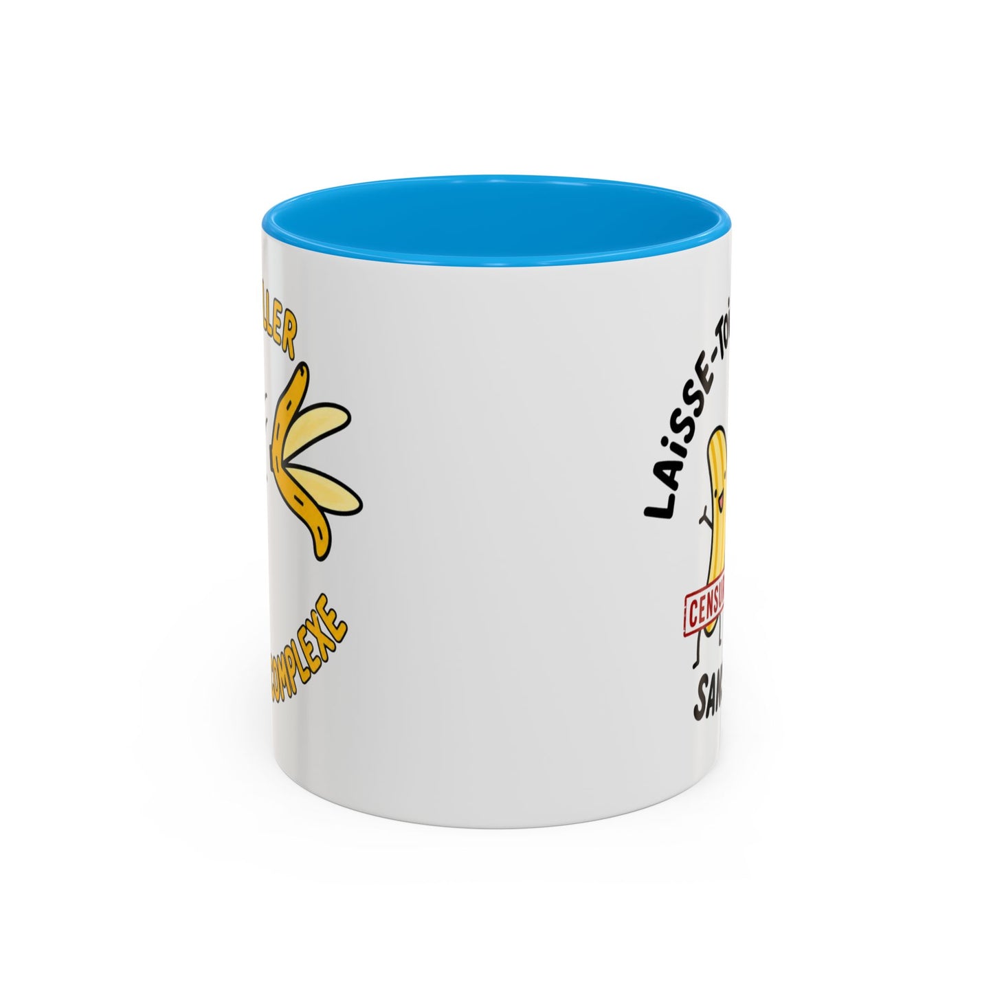 Mug Humour Banane – Laisse-Toi Aller Sans Complexe – Tasse Drôle et Décalée Cadeau Original Fun Céramique 325ml Noir Jaune