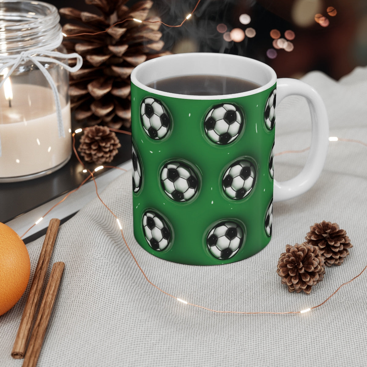 Tasse Céramique 325 ml Motif Ballons de Football – Mug Sport Fan de Foot