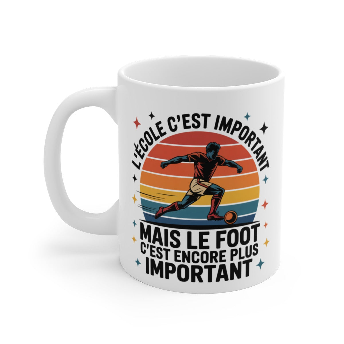 Tasse Céramique 325 ml L’école c’est important mais le foot encore plus – Mug Humour Fan de Football