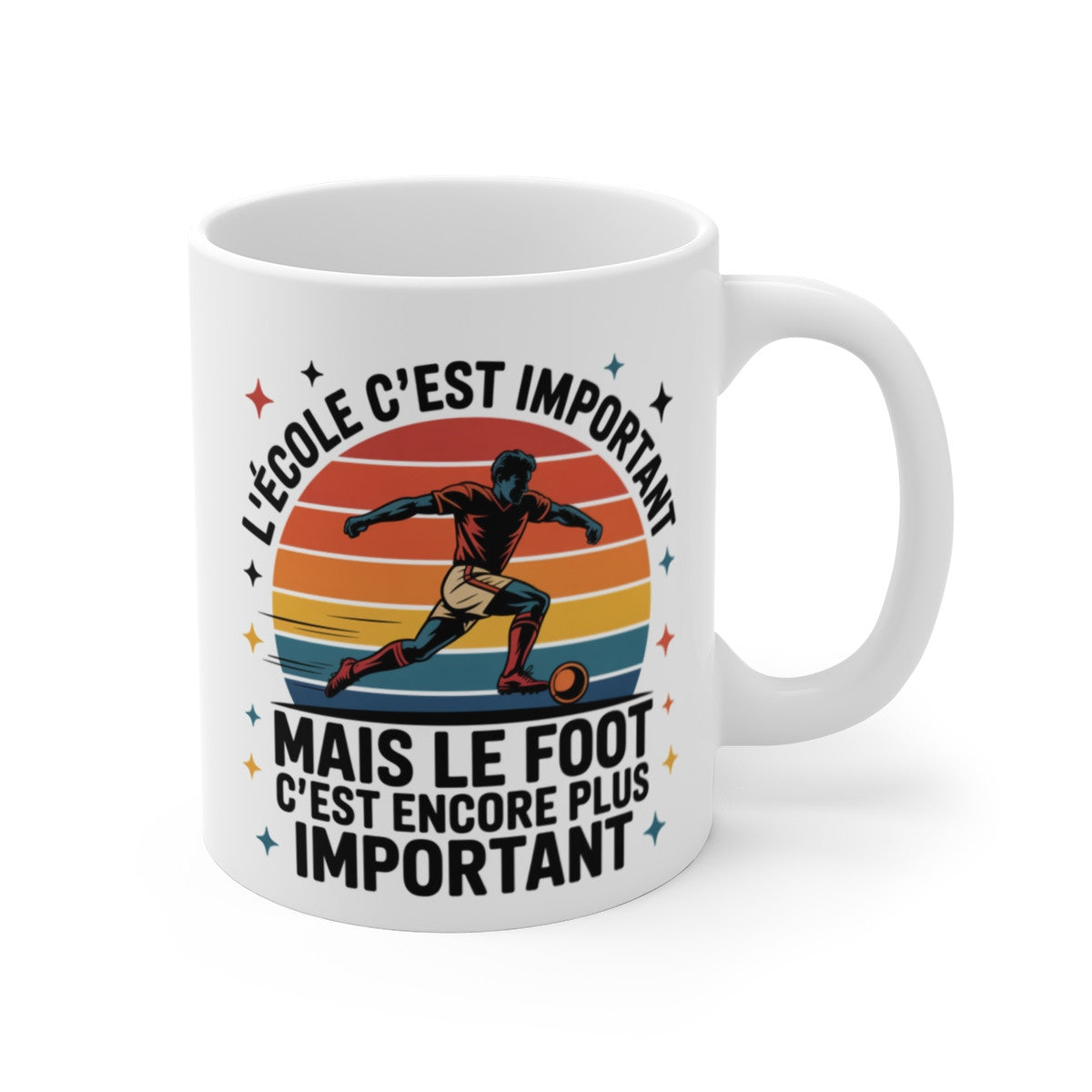 Tasse Céramique 325 ml L’école c’est important mais le foot encore plus – Mug Humour Fan de Football