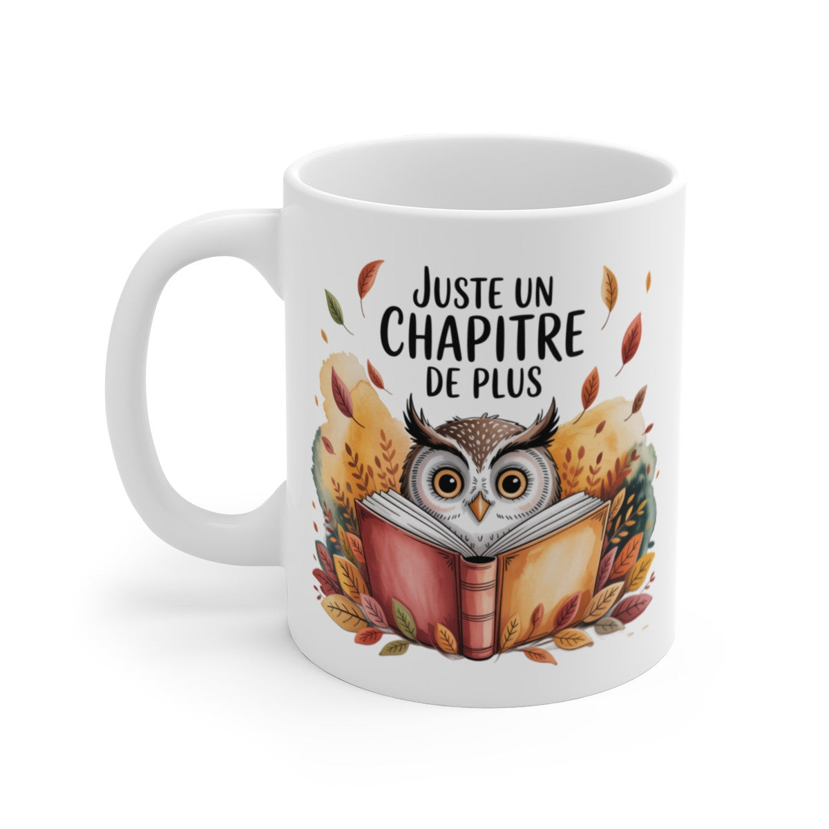 Tasse Céramique 325 ml Juste un Chapitre de Plus – Mug Hibou Lecteur Livre Automne