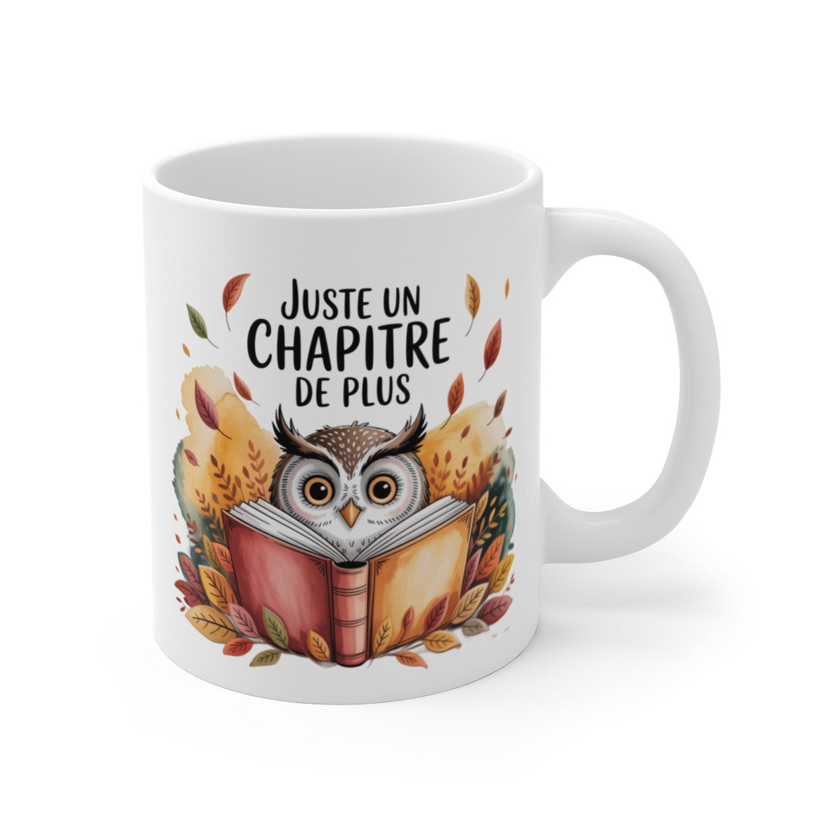 Tasse Céramique 325 ml Juste un Chapitre de Plus – Mug Hibou Lecteur Livre Automne