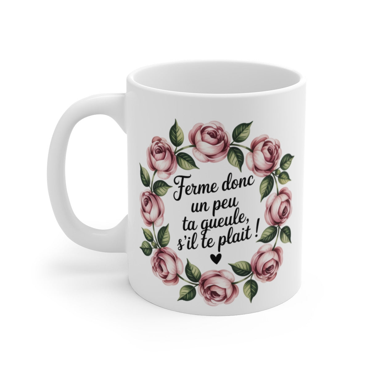 Tasse Céramique 325 ml Couronne de Roses Vintage – Mug Floral Romantique
