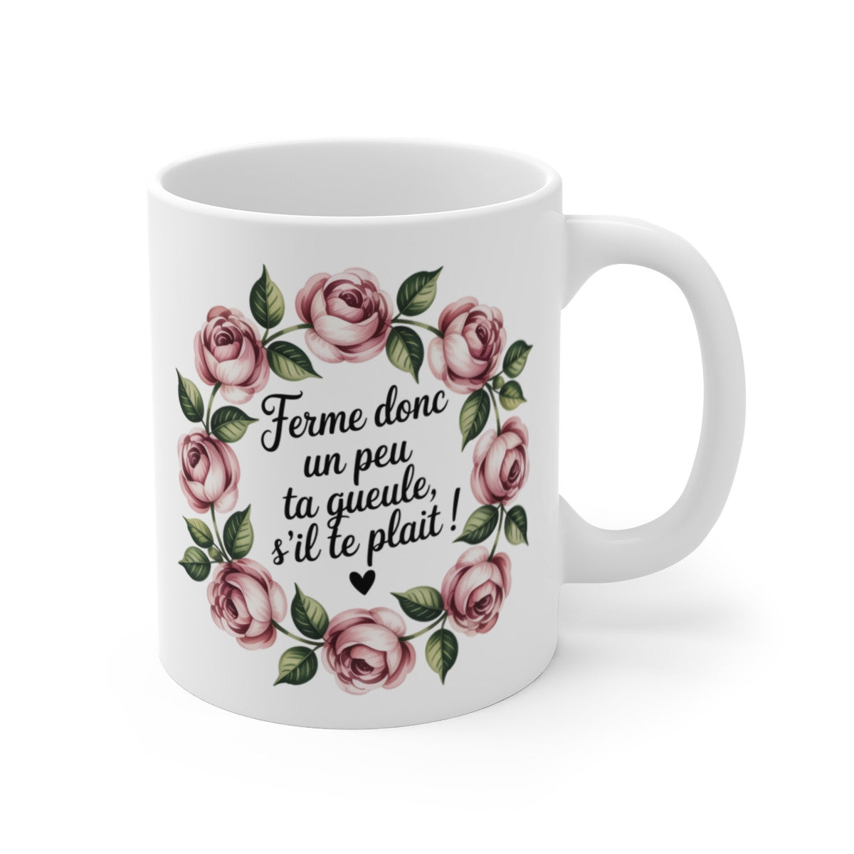 Tasse Céramique 325 ml Couronne de Roses Vintage – Mug Floral Romantique
