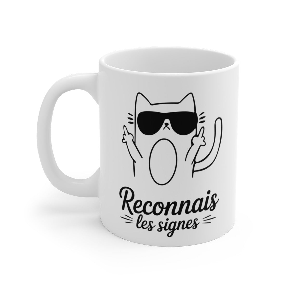 Tasse Céramique 325 ml Reconnais les Signes – Mug  Chat Message Inspirant – Compatible Lave-Vaisselle et Micro-Ondes