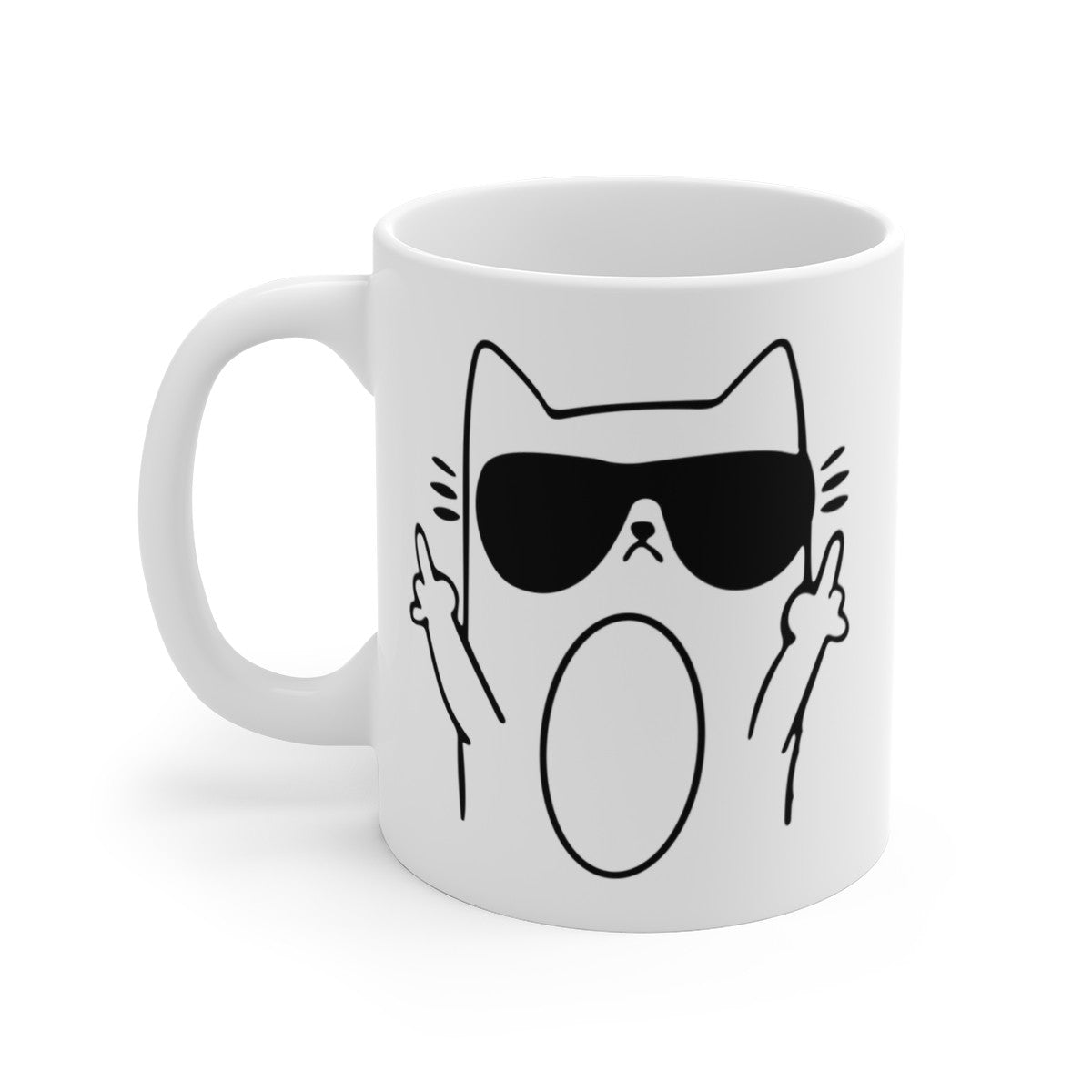 Tasse Céramique 325 ml Chat qui fait coucou – Mug Humour Mignon – Compatible Lave-Vaisselle et Micro-Ondes