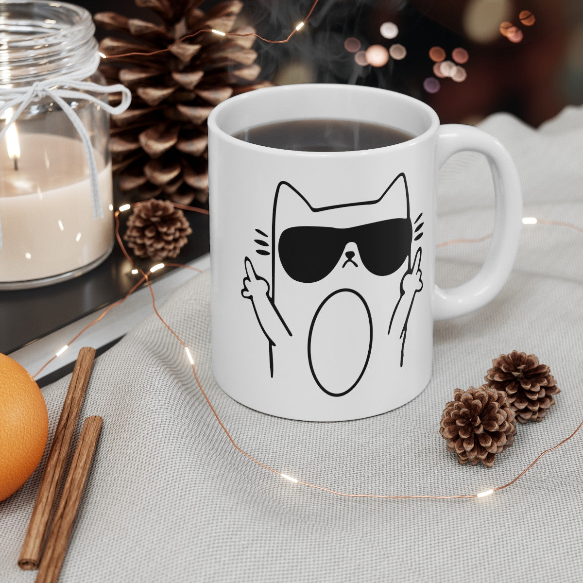 Tasse Céramique 325 ml Chat qui fait coucou – Mug Humour Mignon – Compatible Lave-Vaisselle et Micro-Ondes