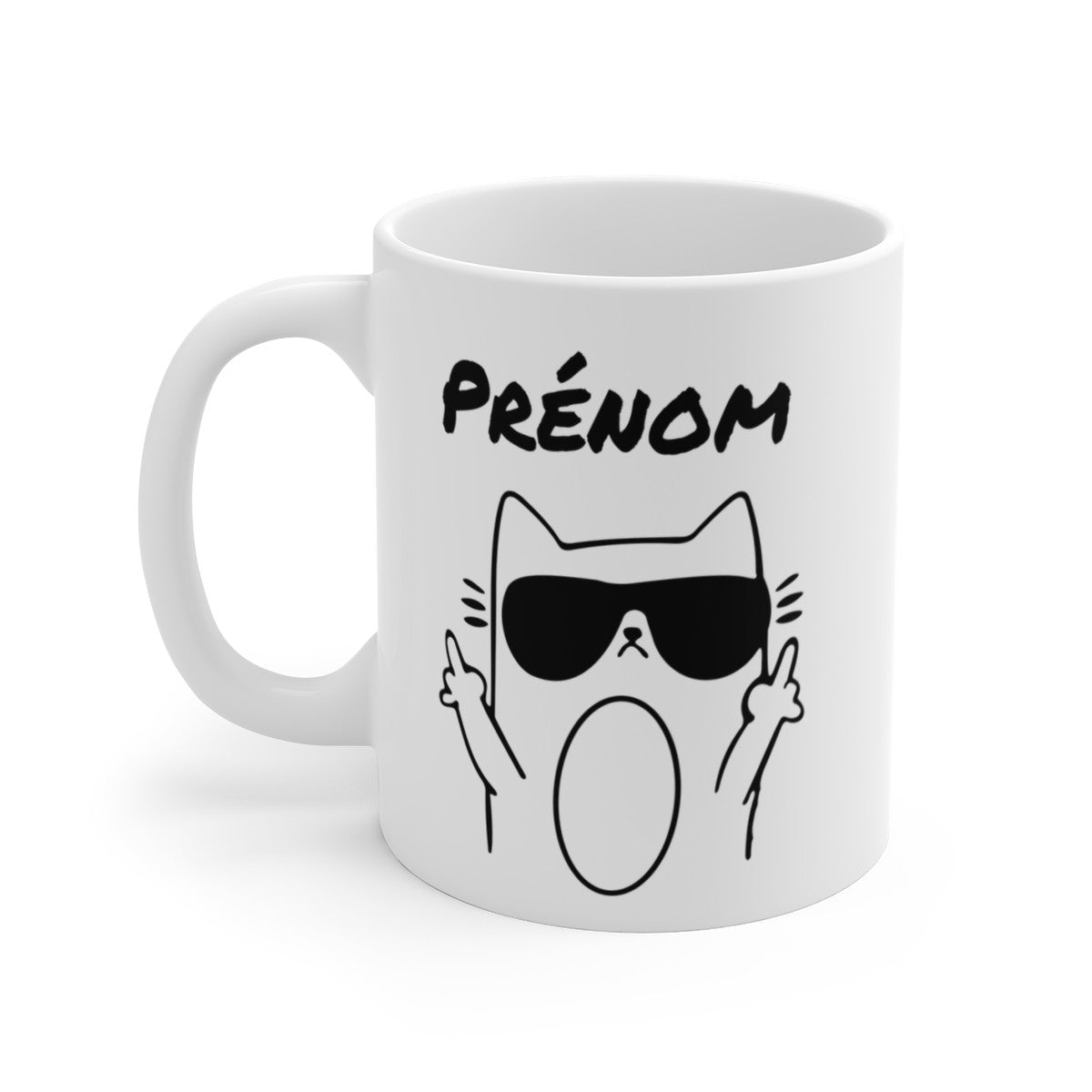 Tasse Personnalisable 325 ml Chat qui fait coucou – Mug Prénom Humour Mignon – Compatible Lave-Vaisselle et Micro-Ondes