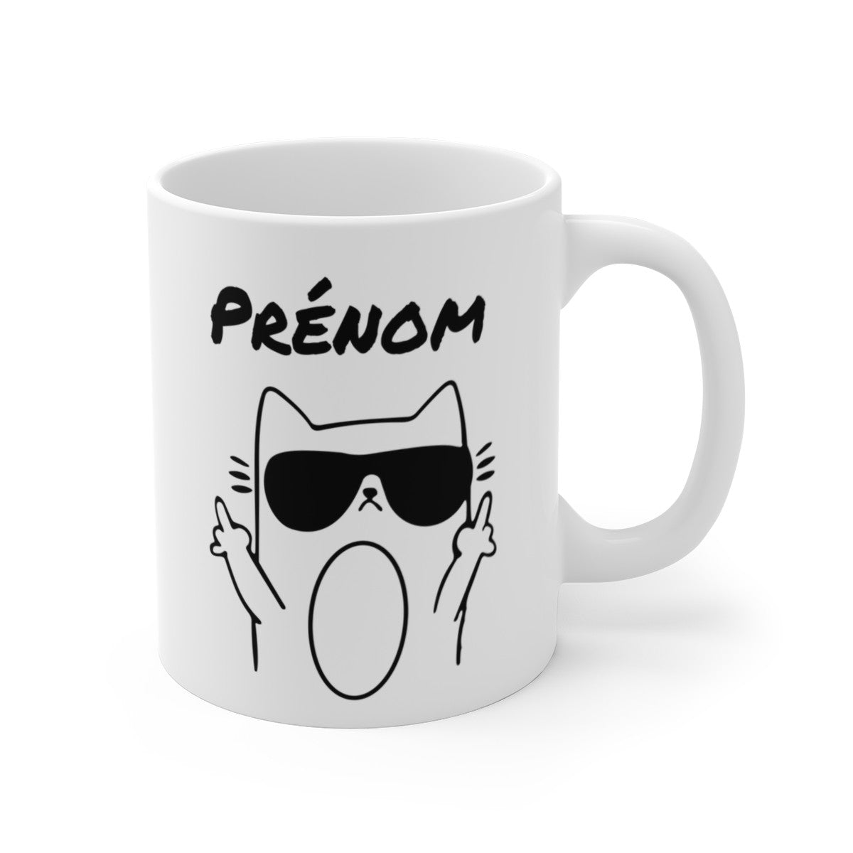 Tasse Personnalisable 325 ml Chat qui fait coucou – Mug Prénom Humour Mignon – Compatible Lave-Vaisselle et Micro-Ondes