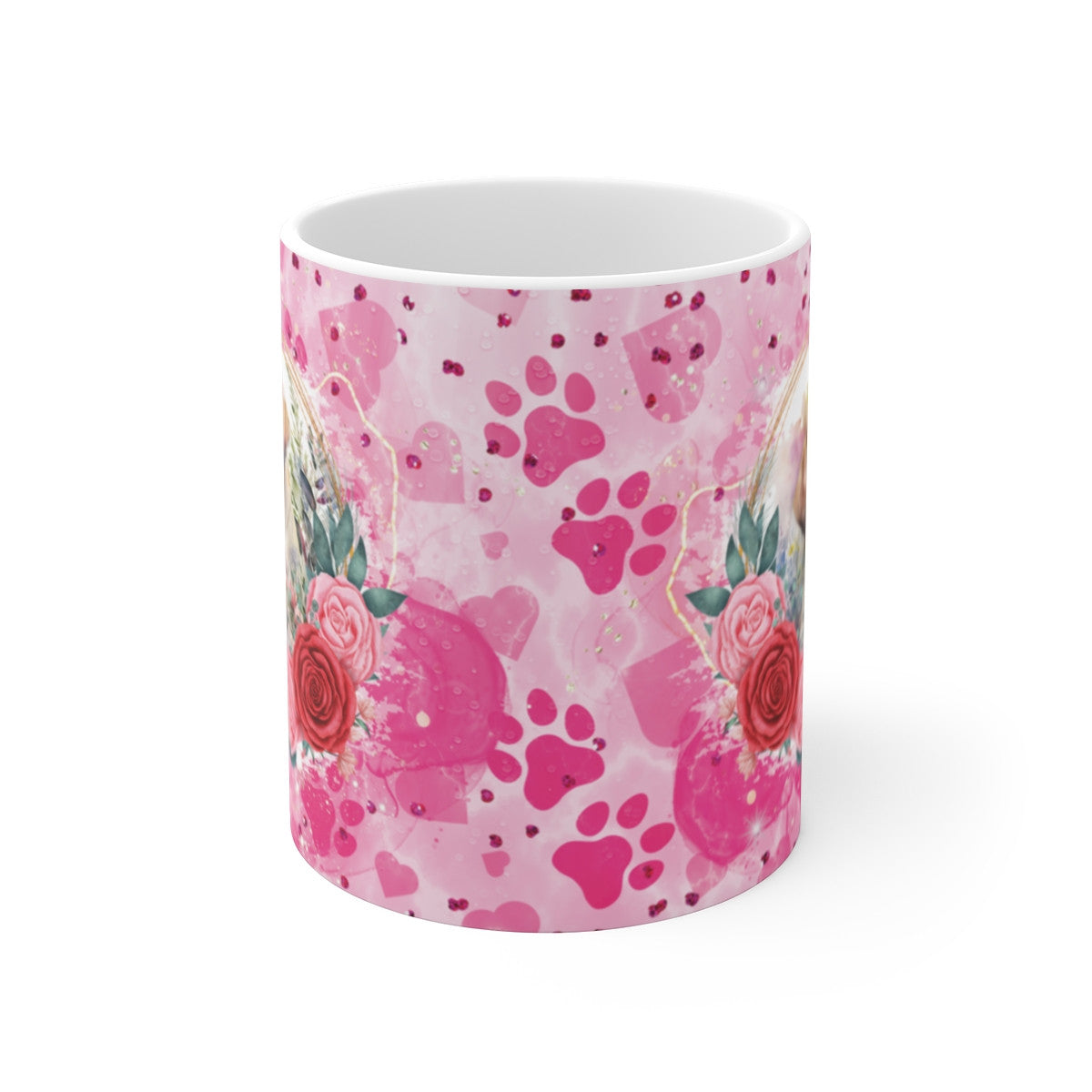 Tasse Céramique 325 ml Labrador Fleurs Roses – Mug Chien Portrait Aquarelle – Cadeau Amoureux des Animaux