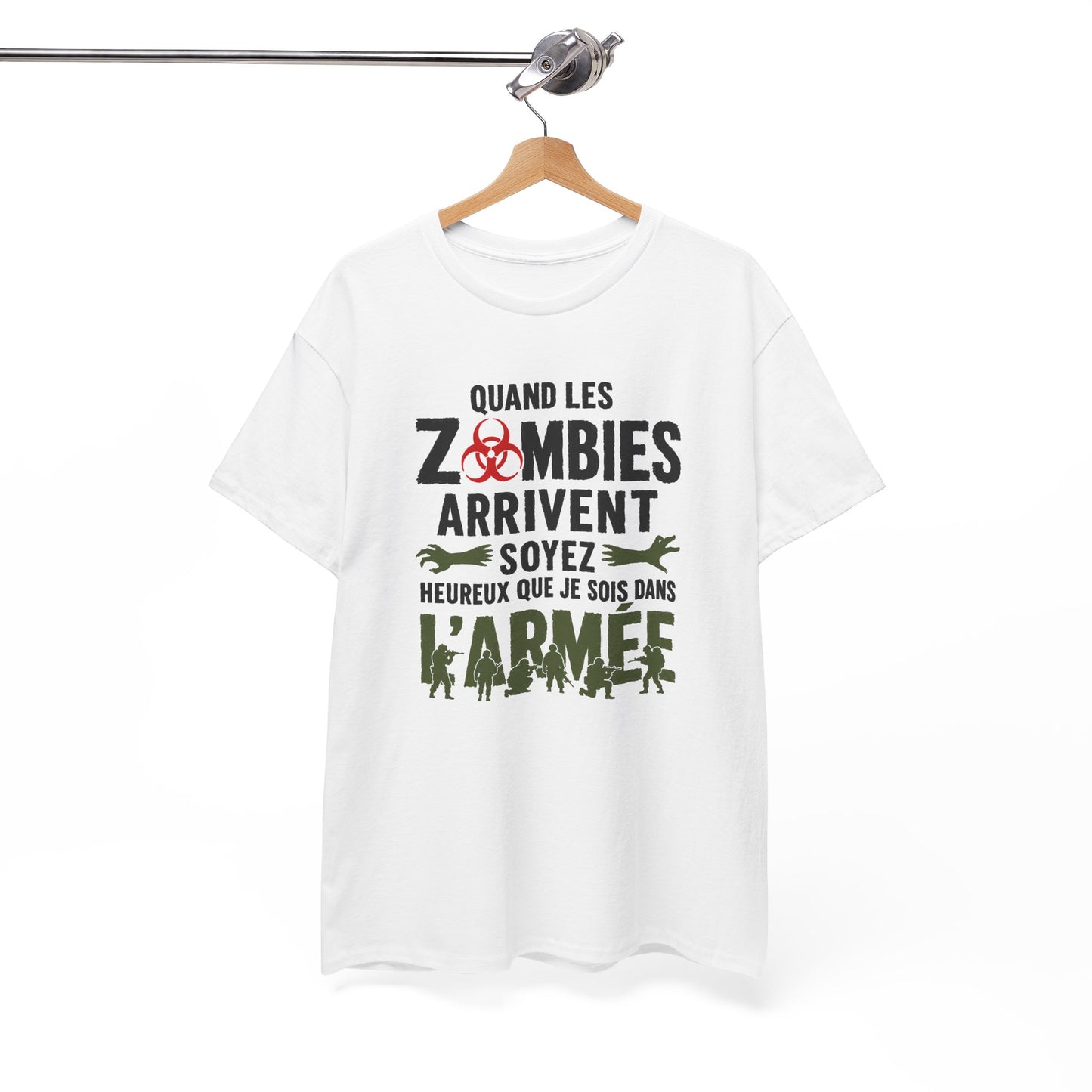 Tee Shirt Homme et Femme Zombie Armée Militaire Humour Survival Apocalypse Idée Cadeau