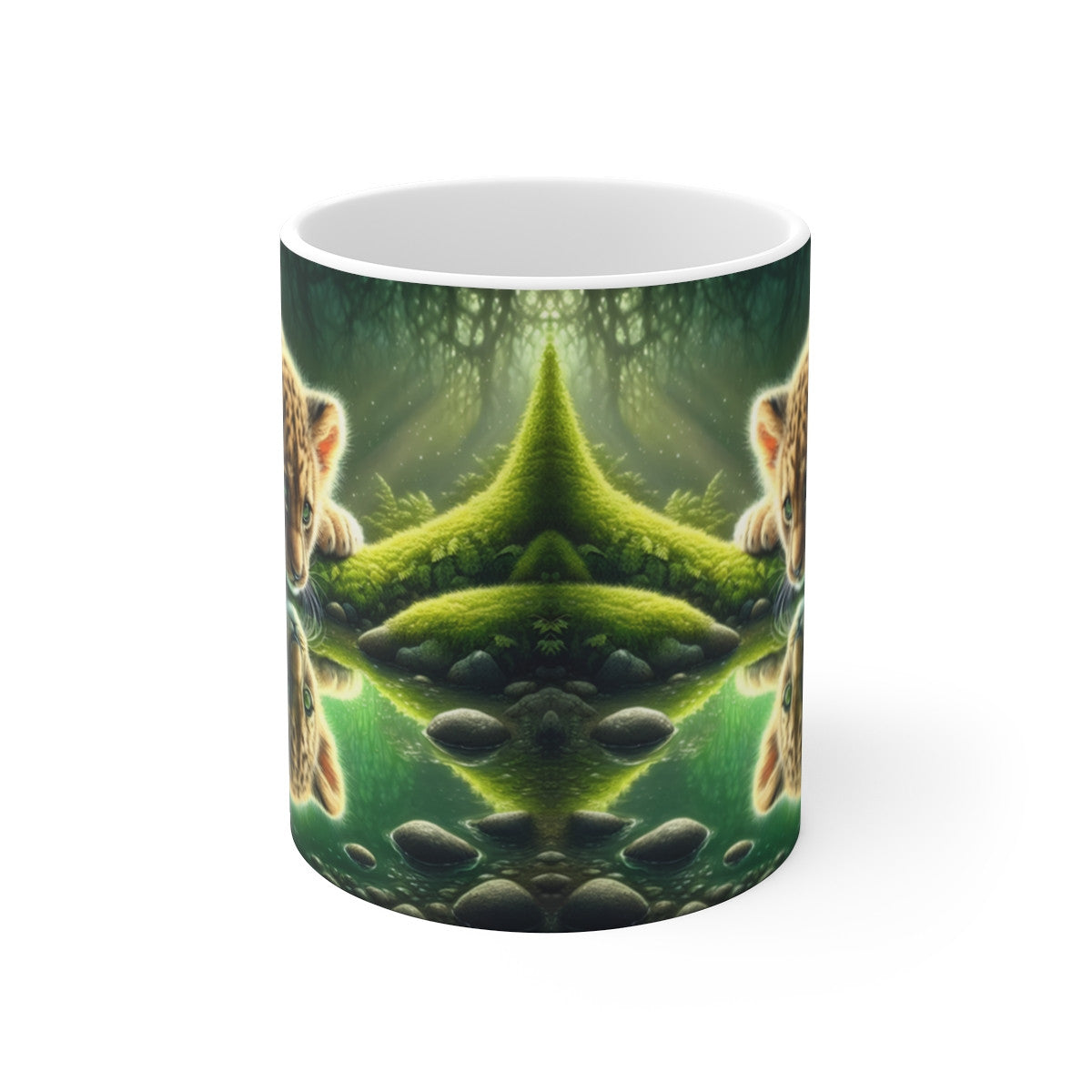 Mug céramique 325 ml – Bébé lionceau regardant son reflet – Tasse café ou thé – Cadeau nature et animaux sauvages