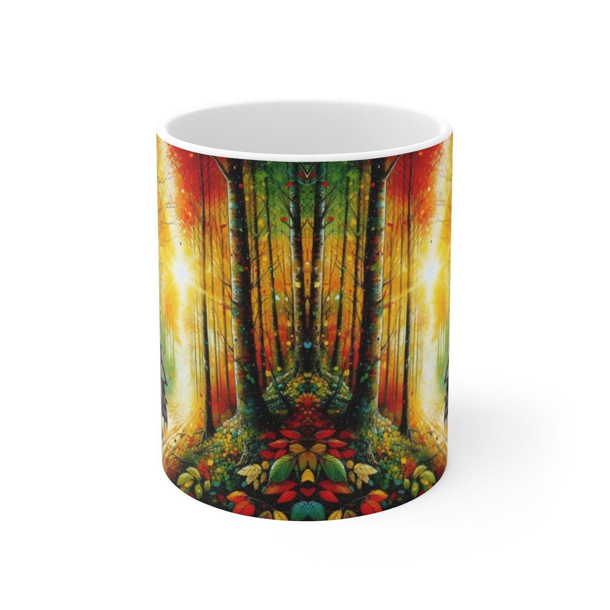 Mug céramique 325 ml – Forêt Colorée Motocross – Tasse Moto Tout-Terrain Nature Aventure